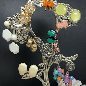 Clip On Earring Lot Color Trifari Green White Goldtone